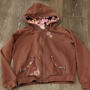 Hanna Andersson Zip Up with Floral Lined Hood